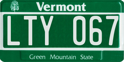 VT license plate LTY067