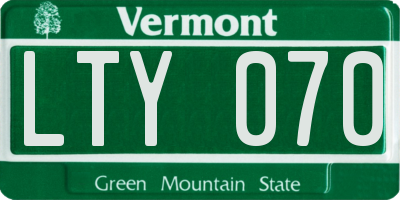 VT license plate LTY070