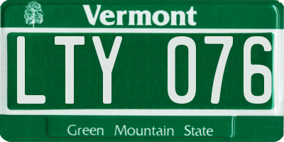 VT license plate LTY076