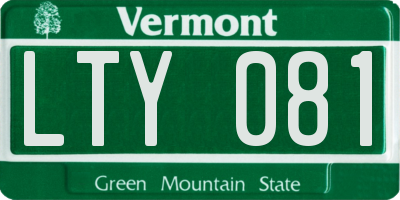 VT license plate LTY081
