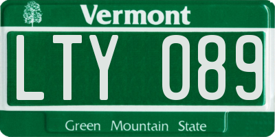 VT license plate LTY089