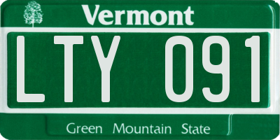 VT license plate LTY091
