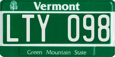 VT license plate LTY098