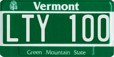VT license plate LTY100
