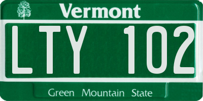 VT license plate LTY102