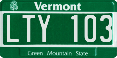 VT license plate LTY103