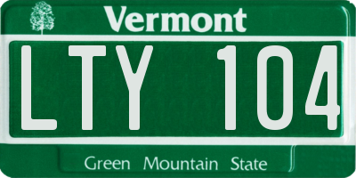 VT license plate LTY104
