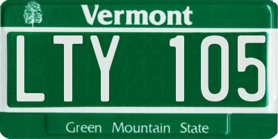 VT license plate LTY105