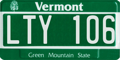 VT license plate LTY106
