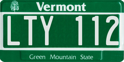 VT license plate LTY112