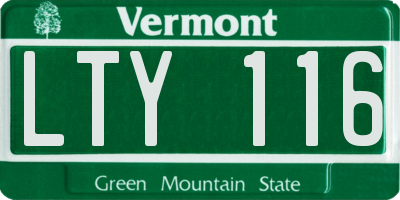 VT license plate LTY116