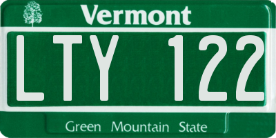 VT license plate LTY122