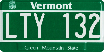 VT license plate LTY132