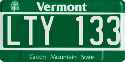 VT license plate LTY133