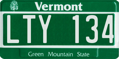 VT license plate LTY134
