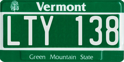 VT license plate LTY138