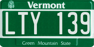 VT license plate LTY139