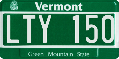 VT license plate LTY150
