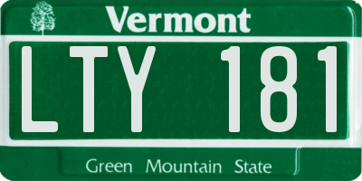 VT license plate LTY181