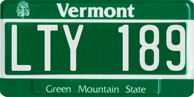 VT license plate LTY189