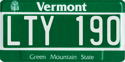 VT license plate LTY190