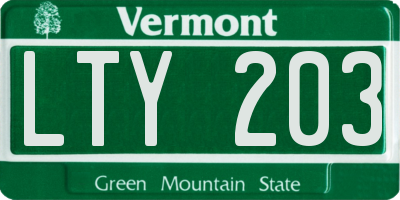 VT license plate LTY203