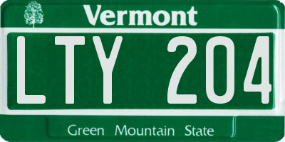 VT license plate LTY204