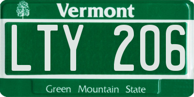 VT license plate LTY206