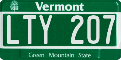 VT license plate LTY207