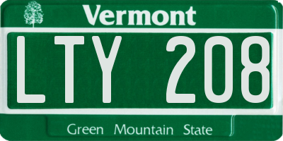 VT license plate LTY208