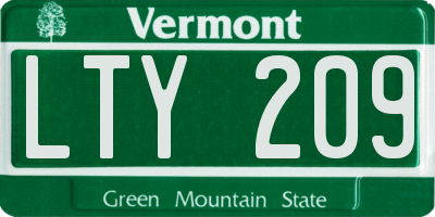 VT license plate LTY209
