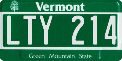 VT license plate LTY214