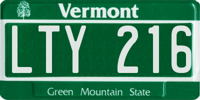 VT license plate LTY216