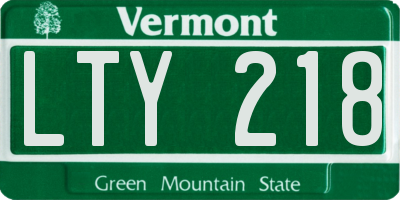 VT license plate LTY218