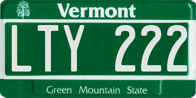 VT license plate LTY222