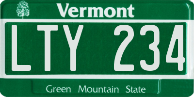 VT license plate LTY234