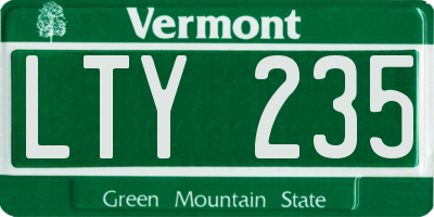 VT license plate LTY235