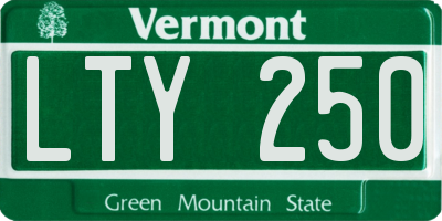 VT license plate LTY250