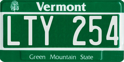 VT license plate LTY254
