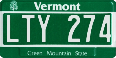 VT license plate LTY274