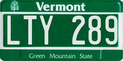 VT license plate LTY289