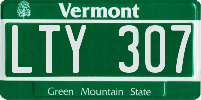 VT license plate LTY307