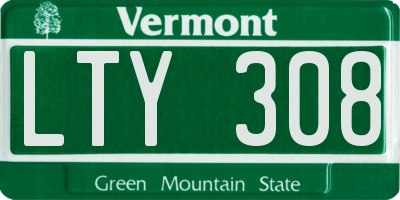 VT license plate LTY308