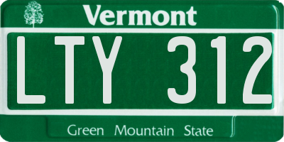 VT license plate LTY312
