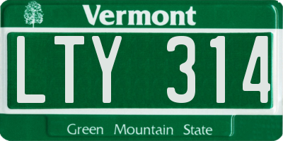 VT license plate LTY314
