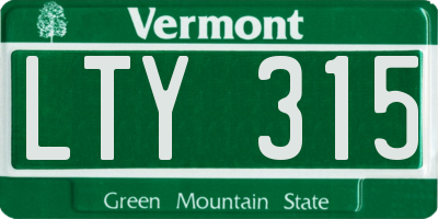 VT license plate LTY315