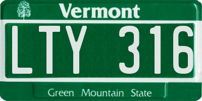 VT license plate LTY316