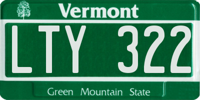 VT license plate LTY322