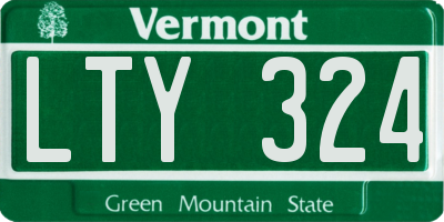 VT license plate LTY324