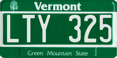 VT license plate LTY325